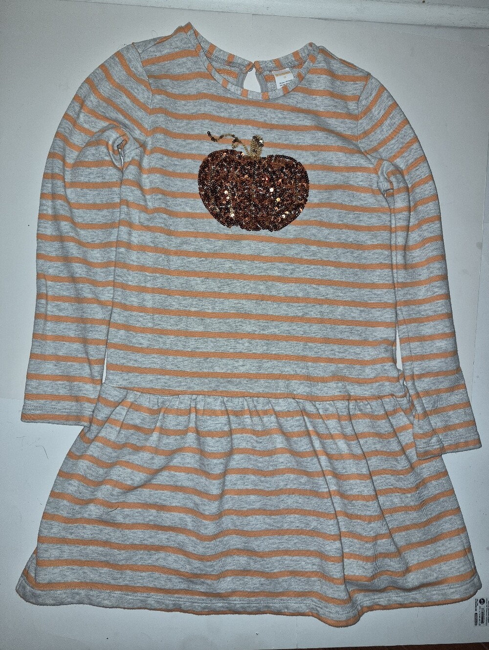 Gymboree Gray & Orange Striped Tank Top Sequin Pumpkin Size 12